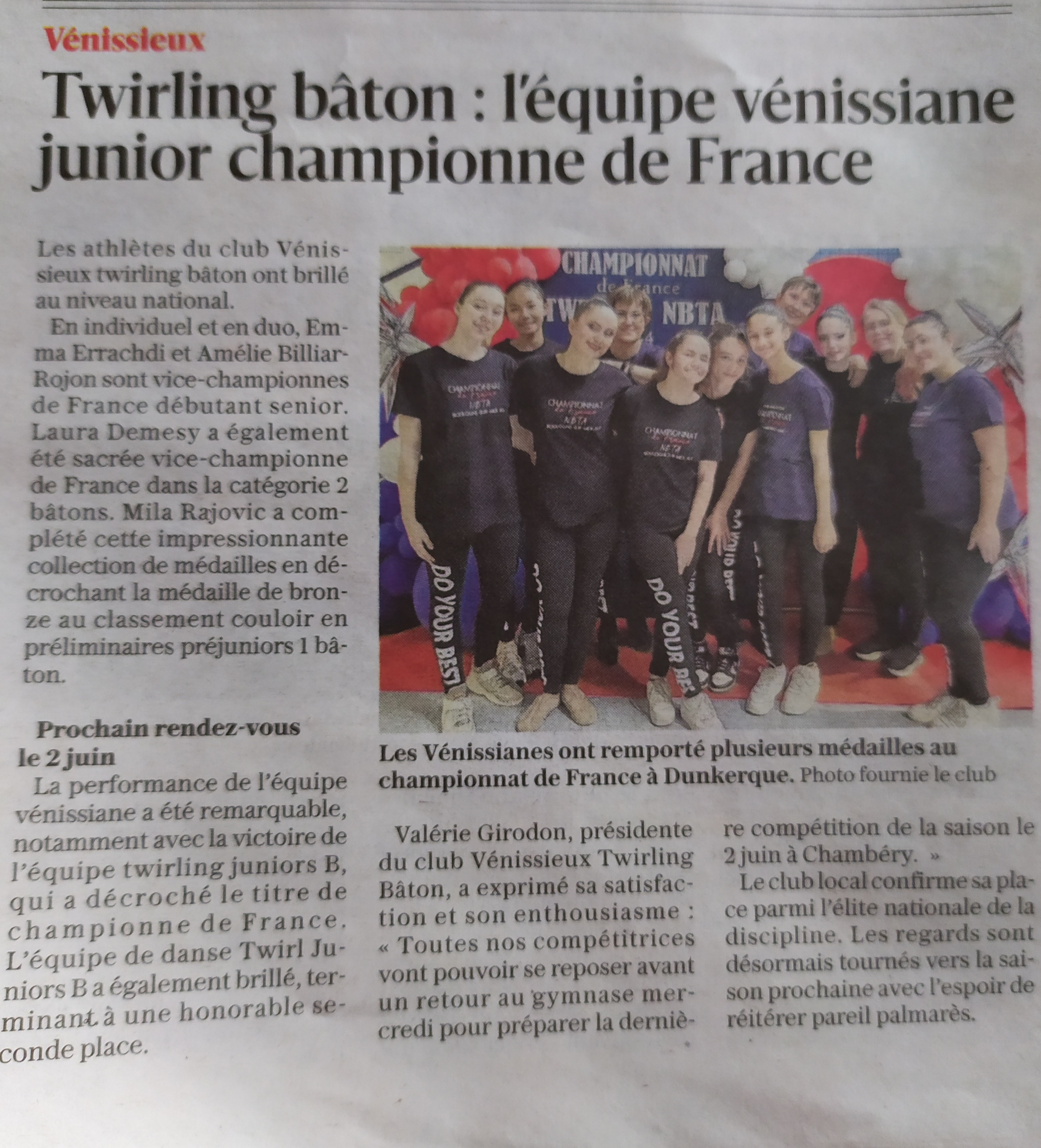 Article sur Le progrès du 22 mai 2024